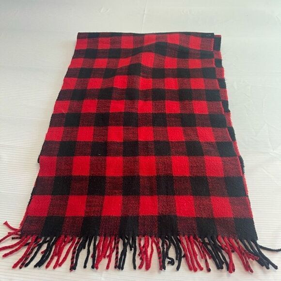 J. Crew Red Black Lumberjack Scarf Soft - Picture 6 of 6